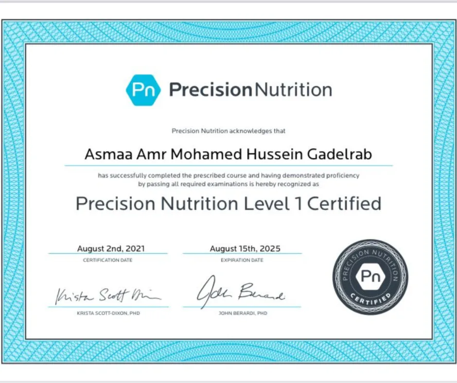 Precision Nutrition Level 1 Certified